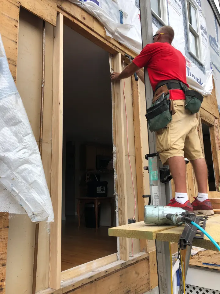 Framing a new door opening in an exterior wall